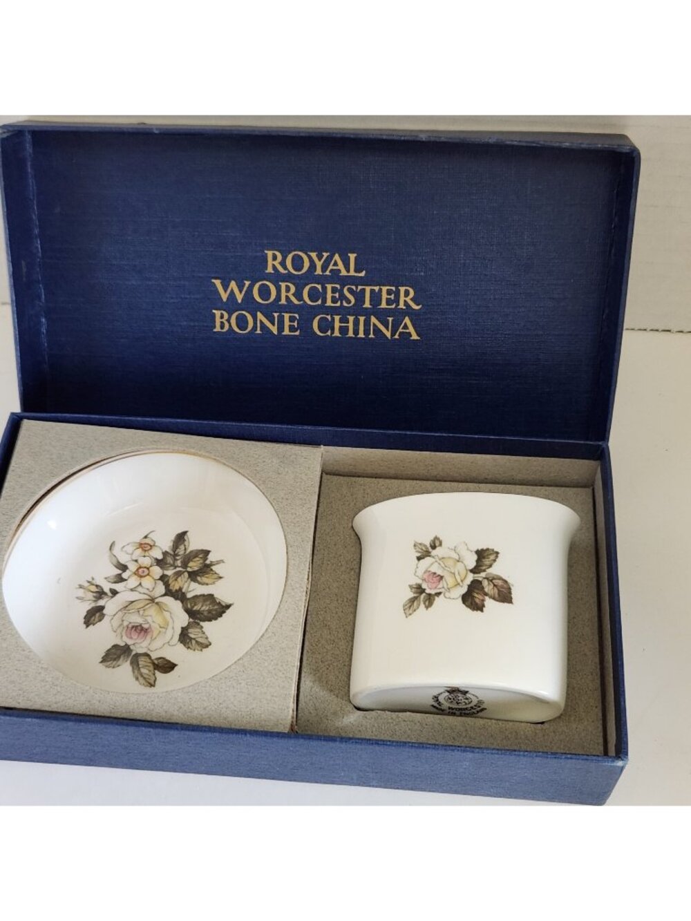 Royal Worcester Bone China Floral Bowl & Cup Set In Original Box